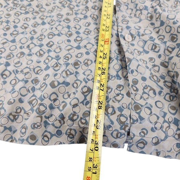 Perry Ellis Men's Silk Short Sleeve Button Down Pattern Shirt Tan Blue XXL - Picture 9 of 9